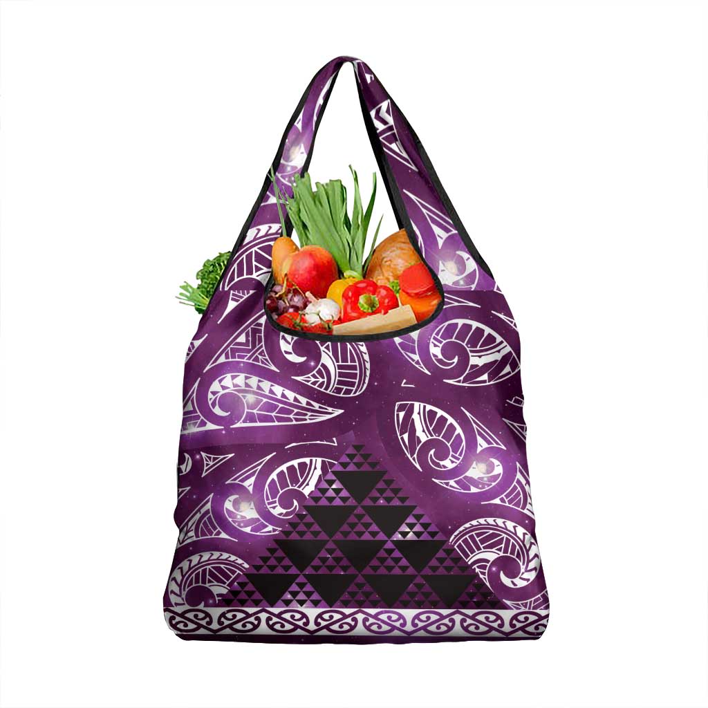 Matariki New Zealand Grocery Bag NZ Niho Taniwha Maori New Year Purple Galaxy LT14 1-pack One Size Purple - Polynesian Pride
