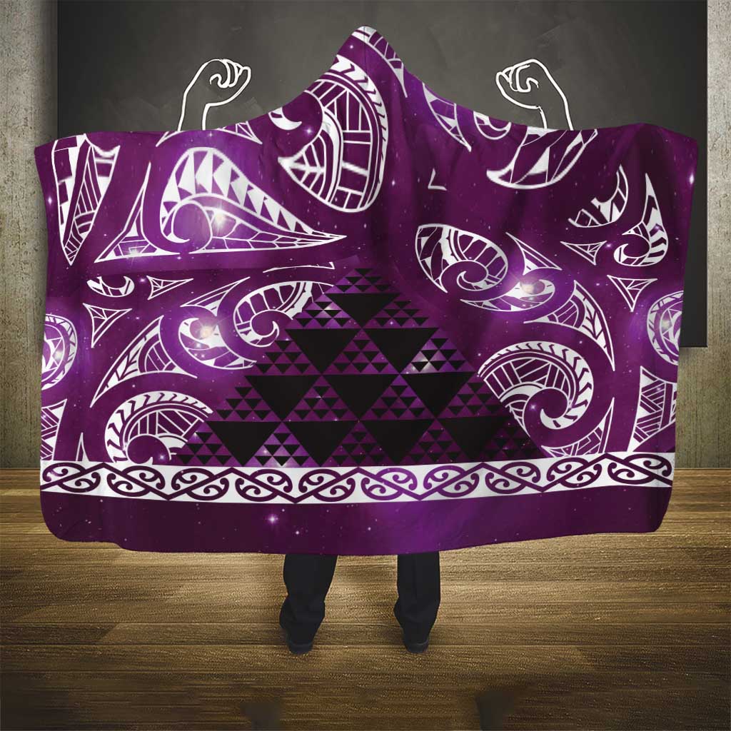 Matariki New Zealand Hooded Blanket NZ Niho Taniwha Maori New Year Purple Galaxy LT14 - Polynesian Pride