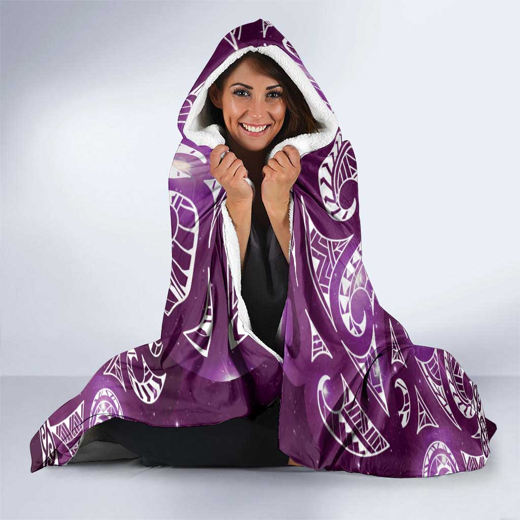 Matariki New Zealand Hooded Blanket NZ Niho Taniwha Maori New Year Purple Galaxy LT14 - Polynesian Pride