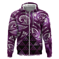 Matariki New Zealand Hoodie NZ Niho Taniwha Maori New Year Purple Galaxy LT14 Zip Hoodie Purple - Polynesian Pride