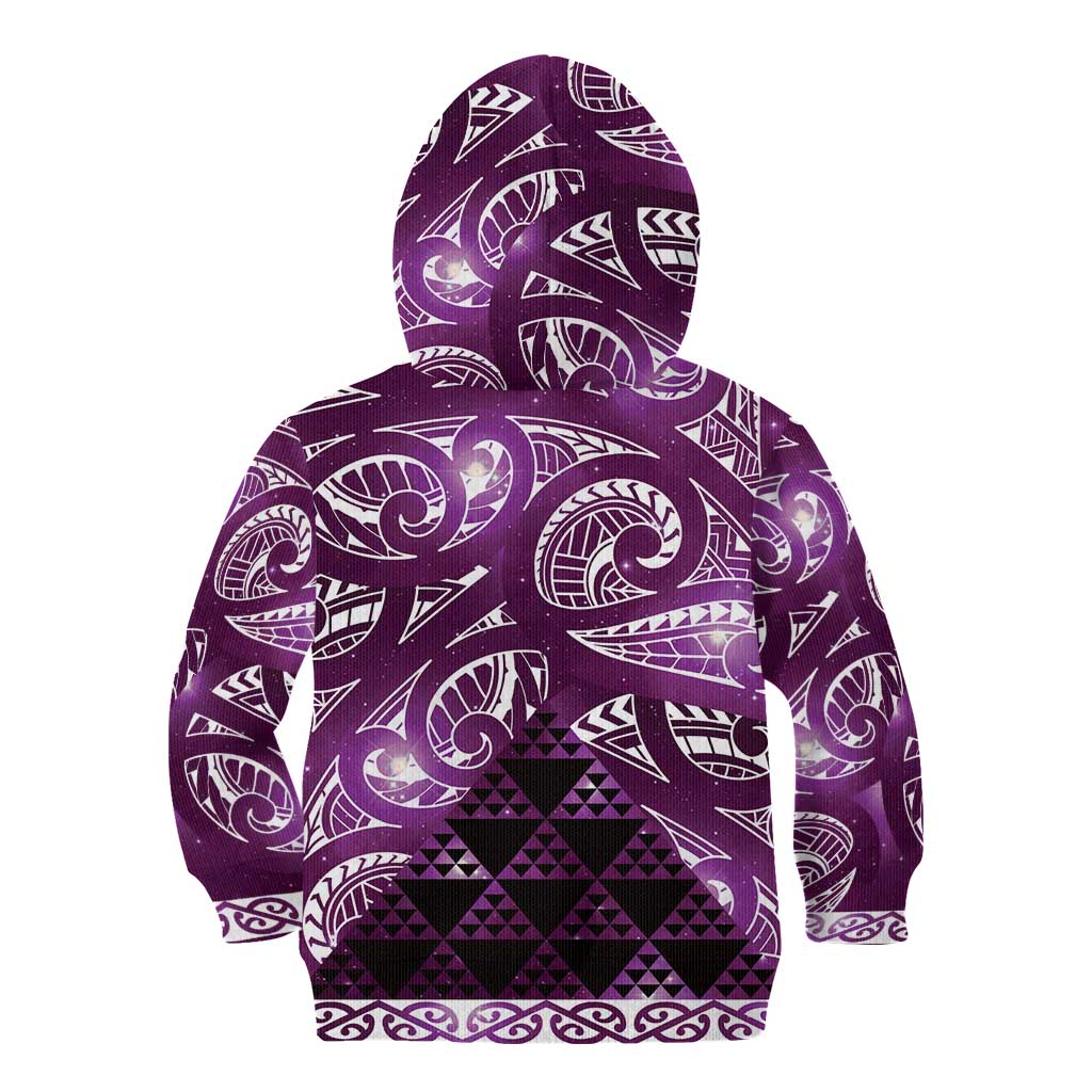 Matariki New Zealand Kid Hoodie NZ Niho Taniwha Maori New Year Purple Galaxy LT14 - Polynesian Pride