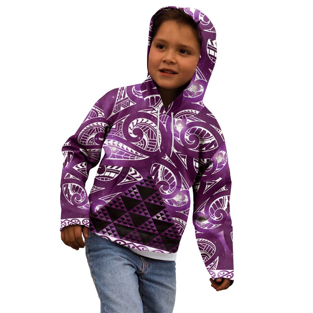 Matariki New Zealand Kid Hoodie NZ Niho Taniwha Maori New Year Purple Galaxy LT14 - Polynesian Pride
