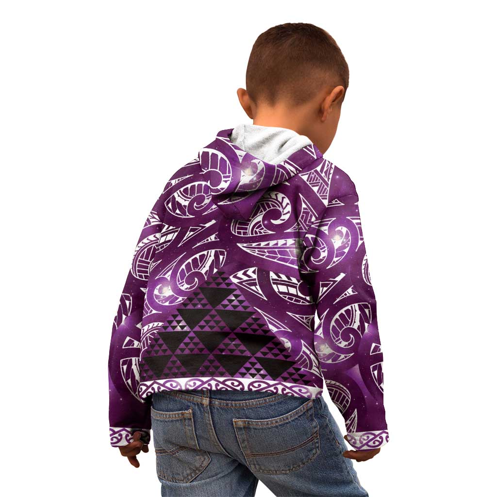 Matariki New Zealand Kid Hoodie NZ Niho Taniwha Maori New Year Purple Galaxy LT14 - Polynesian Pride