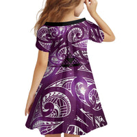 Matariki New Zealand Kid Short Sleeve Dress NZ Niho Taniwha Maori New Year Purple Galaxy LT14 - Polynesian Pride