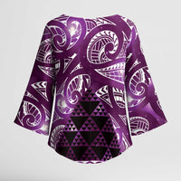 Matariki New Zealand Kimono Sleeve Blouse NZ Niho Taniwha Maori New Year Purple Galaxy LT14 - Polynesian Pride