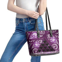 Matariki New Zealand Leather Tote Bag NZ Niho Taniwha Maori New Year Purple Galaxy LT14 - Polynesian Pride