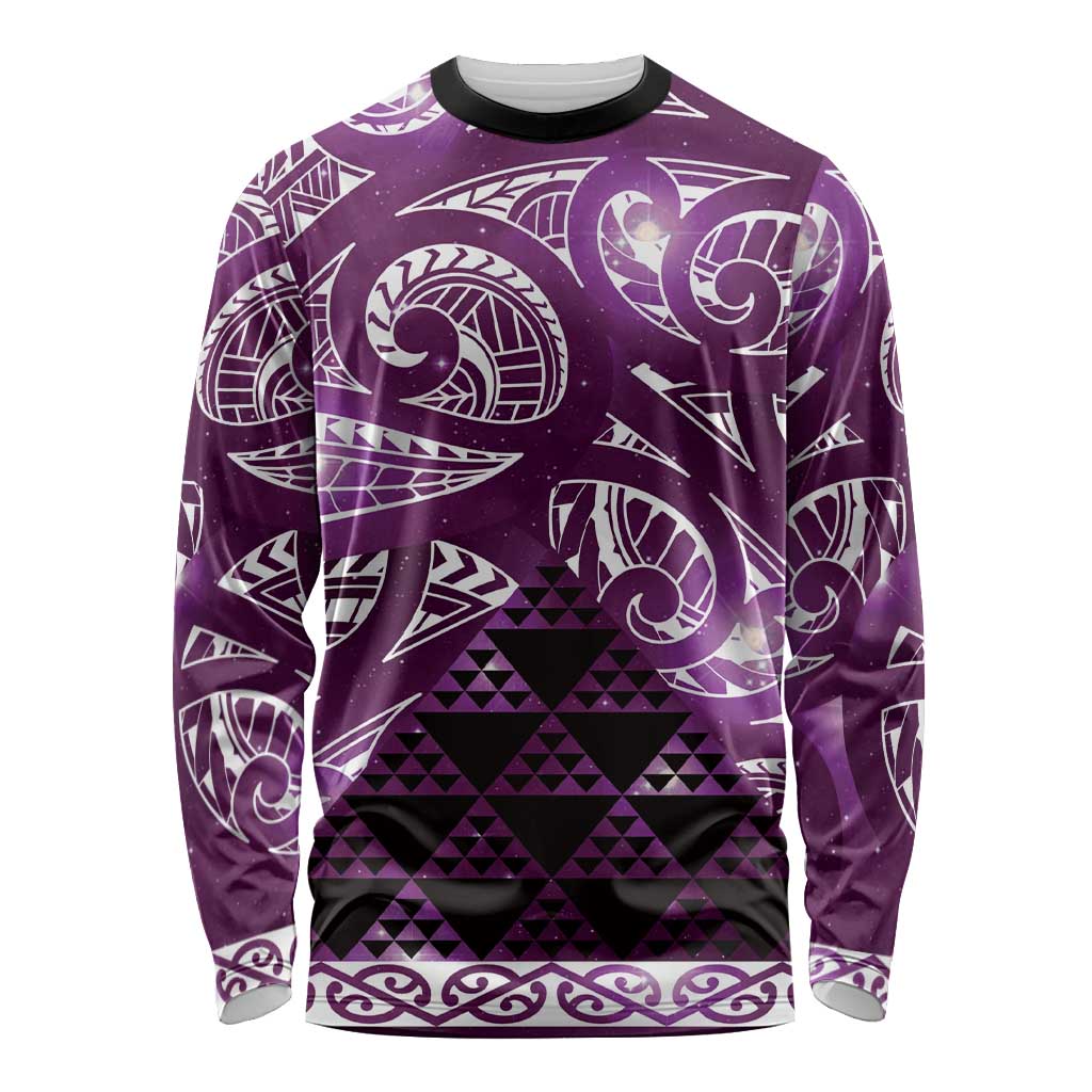 Matariki New Zealand Long Sleeve Shirt NZ Niho Taniwha Maori New Year Purple Galaxy LT14 Unisex Purple - Polynesian Pride