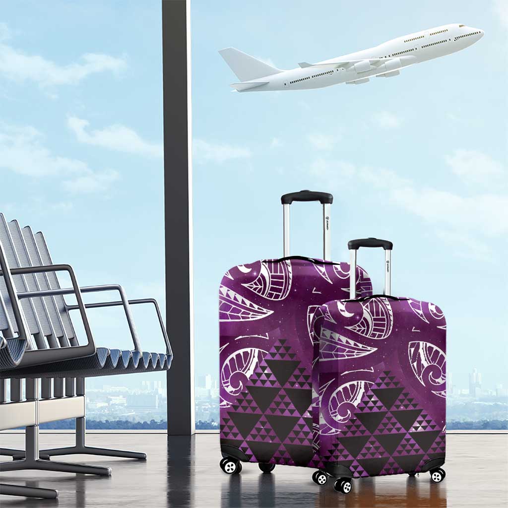 Matariki New Zealand Luggage Cover NZ Niho Taniwha Maori New Year Purple Galaxy LT14 - Polynesian Pride