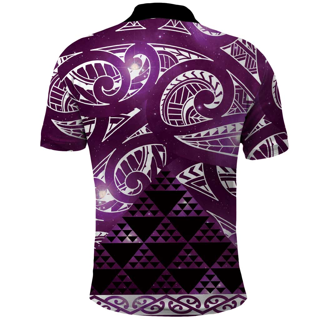Matariki New Zealand Polo Shirt NZ Niho Taniwha Maori New Year Purple Galaxy LT14 - Polynesian Pride