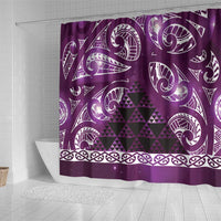 Matariki New Zealand Shower Curtain NZ Niho Taniwha Maori New Year Purple Galaxy LT14 - Polynesian Pride
