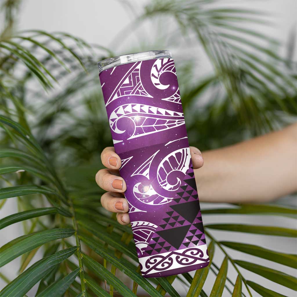 Matariki New Zealand Skinny Tumbler NZ Niho Taniwha Maori New Year Purple Galaxy LT14 - Polynesian Pride