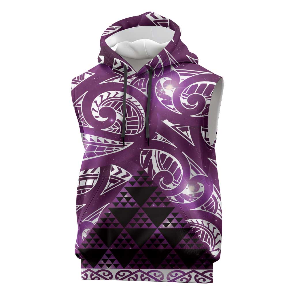 Matariki New Zealand Sleeveless Hoodie NZ Niho Taniwha Maori New Year Purple Galaxy LT14 Purple - Polynesian Pride