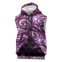 Matariki New Zealand Sleeveless Zip Hoodie NZ Niho Taniwha Maori New Year Purple Galaxy LT14 Purple - Polynesian Pride