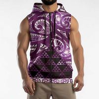 Matariki New Zealand Sleeveless Zip Hoodie NZ Niho Taniwha Maori New Year Purple Galaxy LT14 - Polynesian Pride