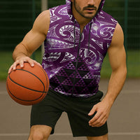 Matariki New Zealand Sleeveless Zip Hoodie NZ Niho Taniwha Maori New Year Purple Galaxy LT14 - Polynesian Pride