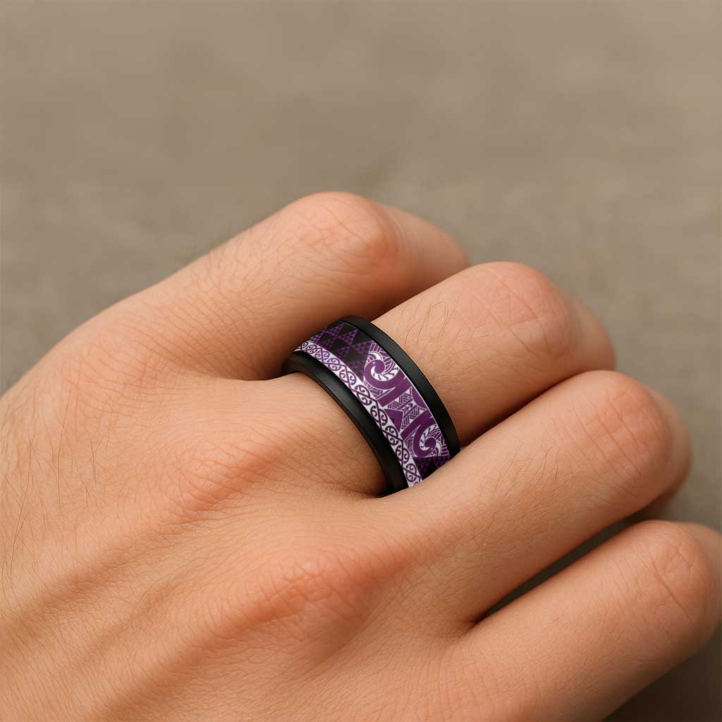 Matariki New Zealand Spinner Ring NZ Niho Taniwha Maori New Year Purple Galaxy LT14 - Polynesian Pride