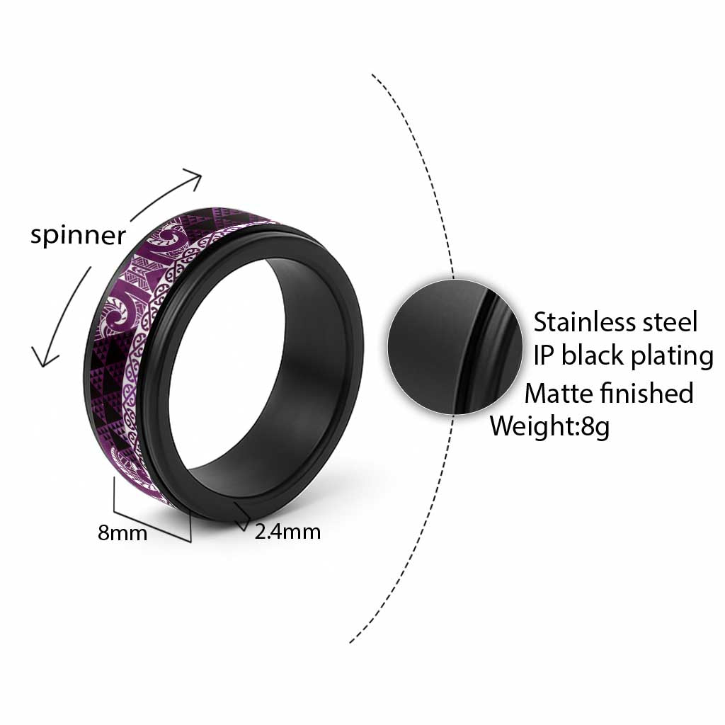 Matariki New Zealand Spinner Ring NZ Niho Taniwha Maori New Year Purple Galaxy LT14 - Polynesian Pride