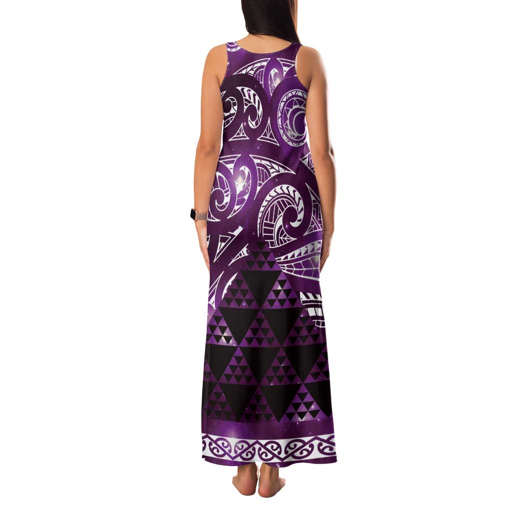 Matariki New Zealand Tank Maxi Dress NZ Niho Taniwha Maori New Year Purple Galaxy LT14 - Polynesian Pride