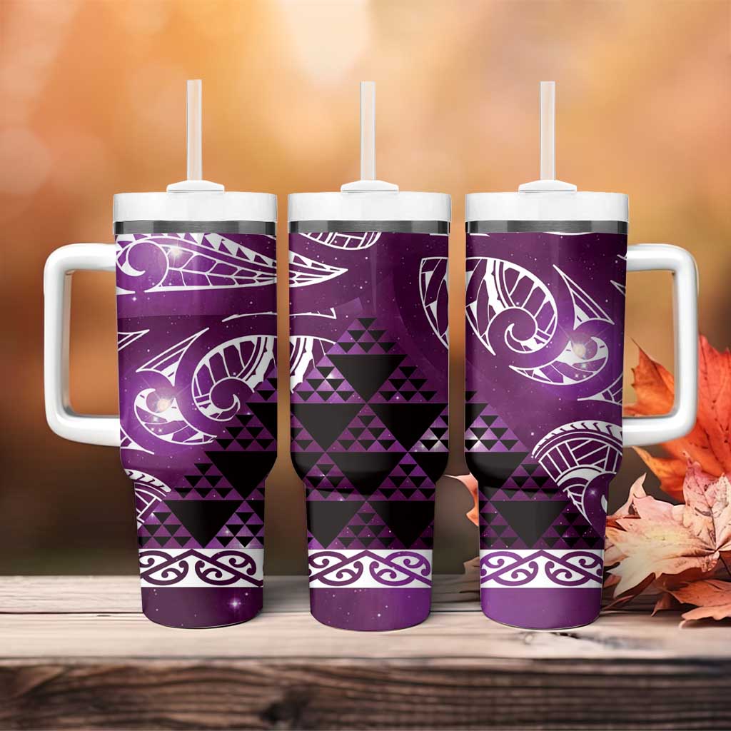 Matariki New Zealand Tumbler With Handle NZ Niho Taniwha Maori New Year Purple Galaxy LT14 - Polynesian Pride