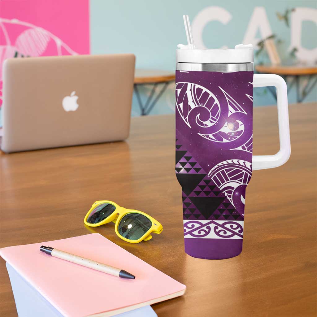 Matariki New Zealand Tumbler With Handle NZ Niho Taniwha Maori New Year Purple Galaxy LT14 - Polynesian Pride