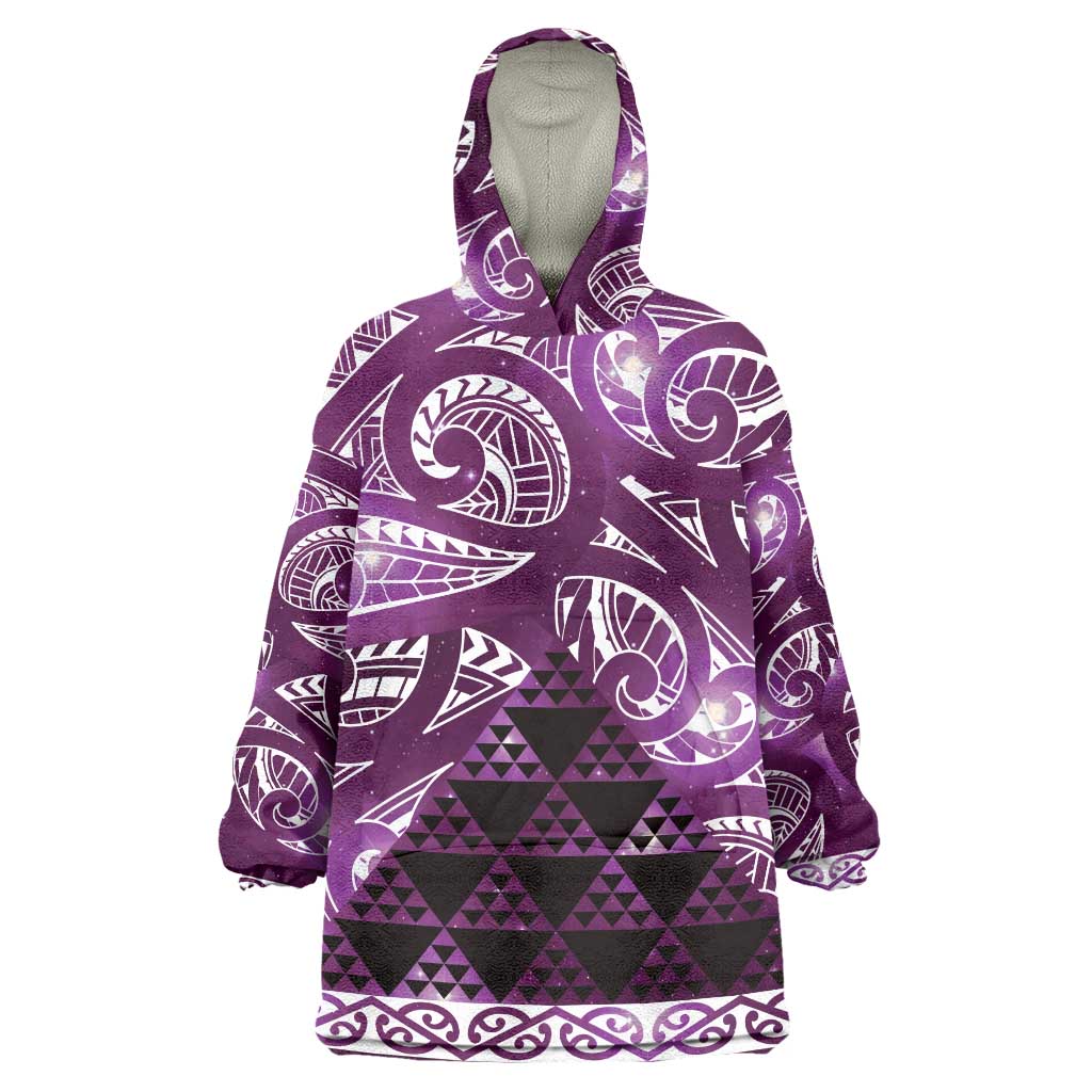 Matariki New Zealand Wearable Blanket Hoodie NZ Niho Taniwha Maori New Year Purple Galaxy LT14 One Size Purple - Polynesian Pride
