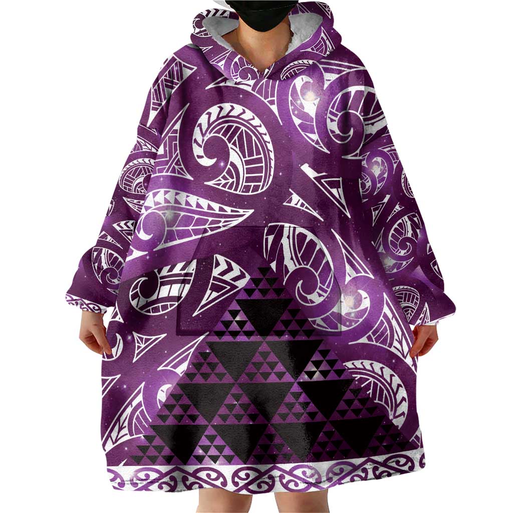 Matariki New Zealand Wearable Blanket Hoodie NZ Niho Taniwha Maori New Year Purple Galaxy LT14 - Polynesian Pride