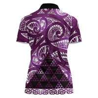 Matariki New Zealand Women Polo Shirt NZ Niho Taniwha Maori New Year Purple Galaxy LT14 - Polynesian Pride