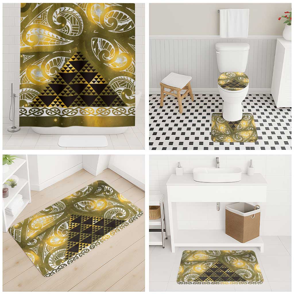 Matariki New Zealand Bathroom Set NZ Niho Taniwha Maori New Year Yellow Galaxy