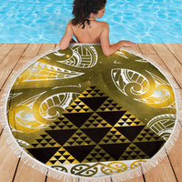 Matariki New Zealand Beach Blanket NZ Niho Taniwha Maori New Year Yellow Galaxy
