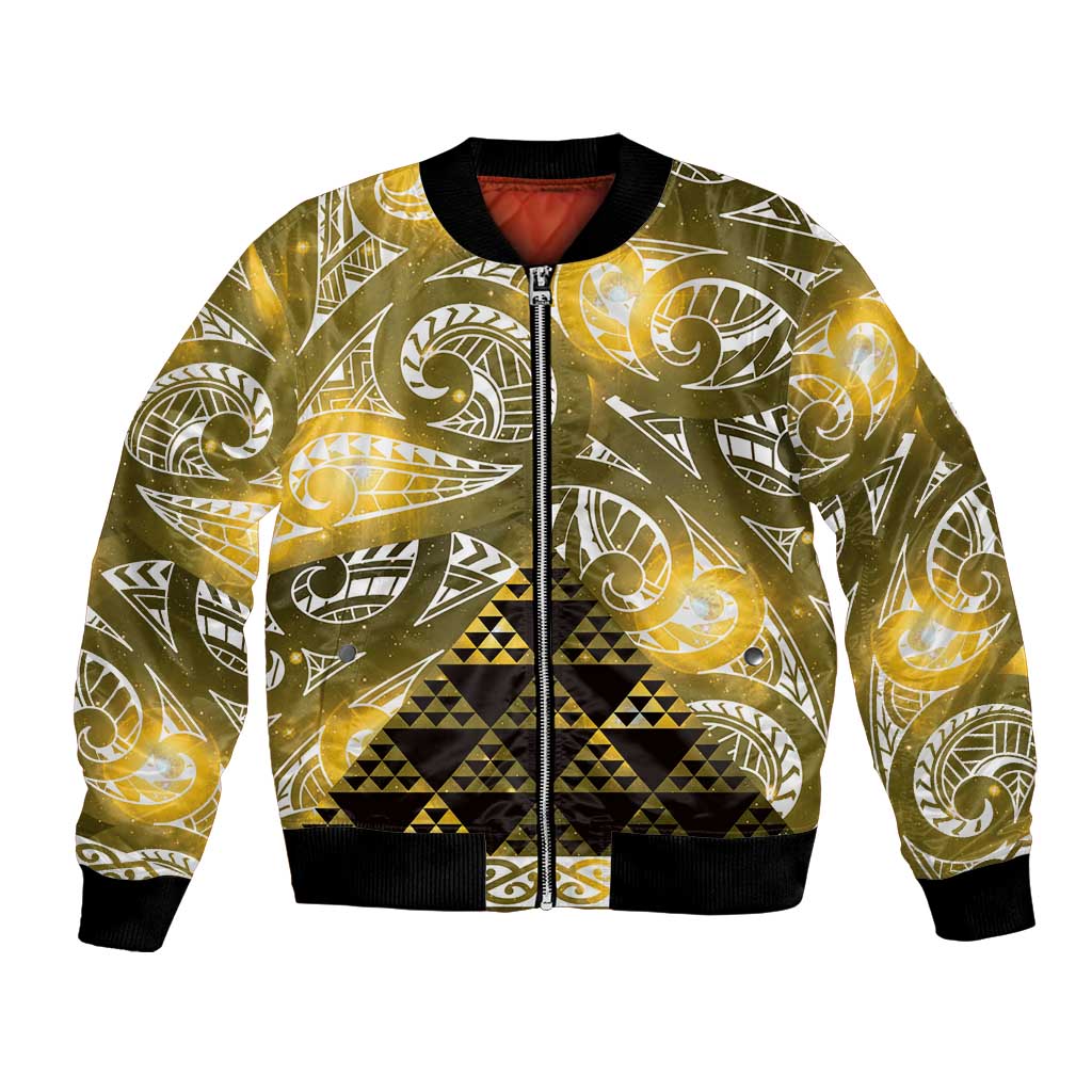 Matariki New Zealand Bomber Jacket NZ Niho Taniwha Maori New Year Yellow Galaxy LT14 Unisex Yellow - Polynesian Pride