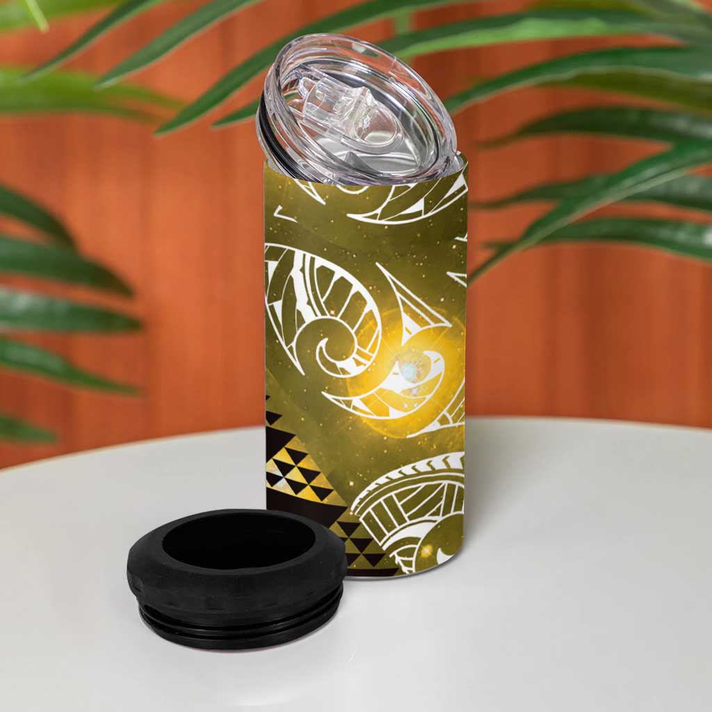 Matariki New Zealand 4 in 1 Can Cooler Tumbler NZ Niho Taniwha Maori New Year Yellow Galaxy LT14 - Polynesian Pride