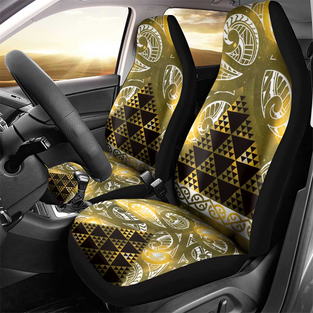 Matariki New Zealand Car Seat Cover NZ Niho Taniwha Maori New Year Yellow Galaxy LT14 - Polynesian Pride