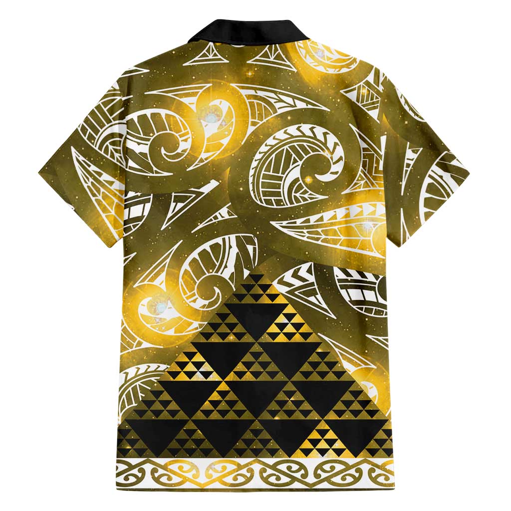 Matariki New Zealand Family Matching Long Sleeve Bodycon Dress and Hawaiian Shirt NZ Niho Taniwha Maori New Year Yellow Galaxy LT14 - Polynesian Pride