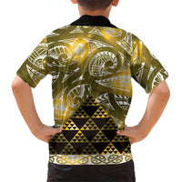 Matariki New Zealand Family Matching Mermaid Dress and Hawaiian Shirt NZ Niho Taniwha Maori New Year Yellow Galaxy LT14 - Polynesian Pride