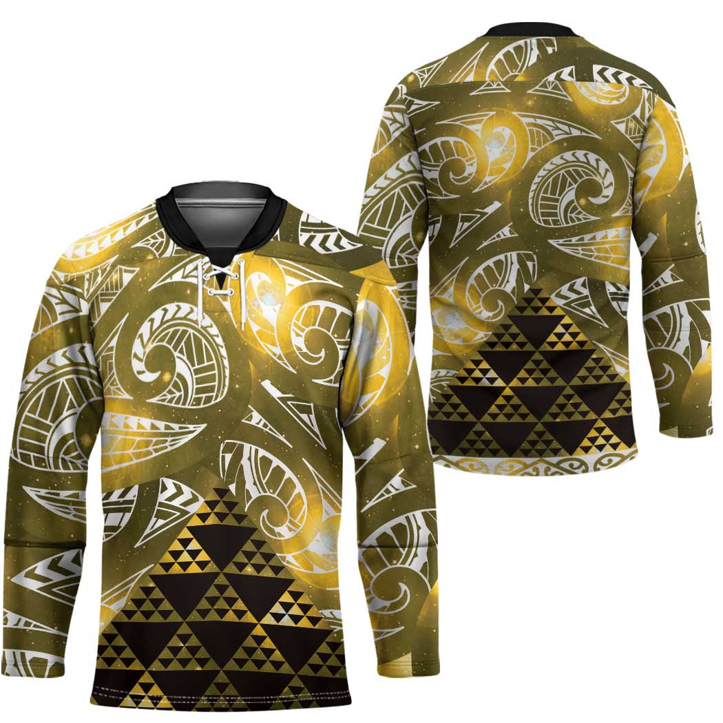 Matariki New Zealand Hockey Jersey NZ Niho Taniwha Maori New Year Yellow Galaxy LT14 - Polynesian Pride