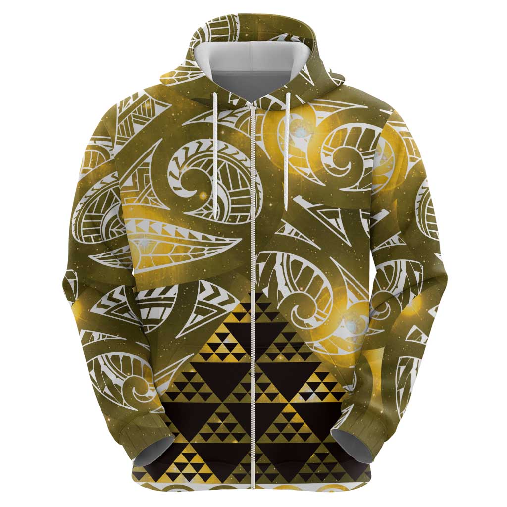 Matariki New Zealand Hoodie NZ Niho Taniwha Maori New Year Yellow Galaxy LT14 - Polynesian Pride