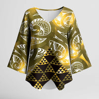 Matariki New Zealand Kimono Sleeve Blouse NZ Niho Taniwha Maori New Year Yellow Galaxy LT14 Female Yellow - Polynesian Pride