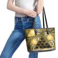 Matariki New Zealand Leather Tote Bag NZ Niho Taniwha Maori New Year Yellow Galaxy