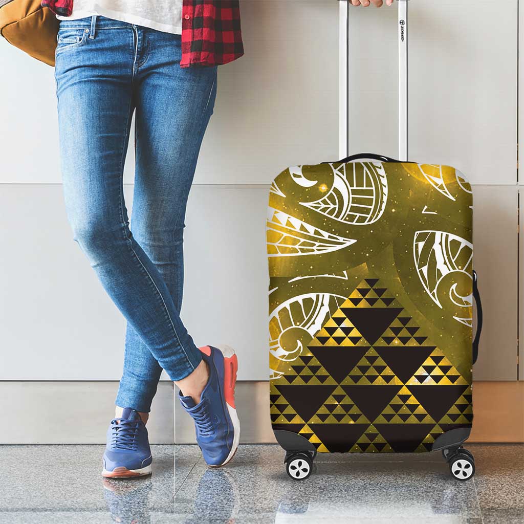 Matariki New Zealand Luggage Cover NZ Niho Taniwha Maori New Year Yellow Galaxy LT14 - Polynesian Pride