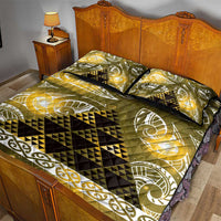 Matariki New Zealand Quilt Bed Set NZ Niho Taniwha Maori New Year Yellow Galaxy
