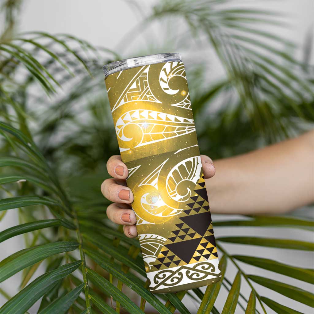 Matariki New Zealand Skinny Tumbler NZ Niho Taniwha Maori New Year Yellow Galaxy LT14 - Polynesian Pride