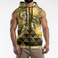 Matariki New Zealand Sleeveless Zip Hoodie NZ Niho Taniwha Maori New Year Yellow Galaxy LT14 - Polynesian Pride