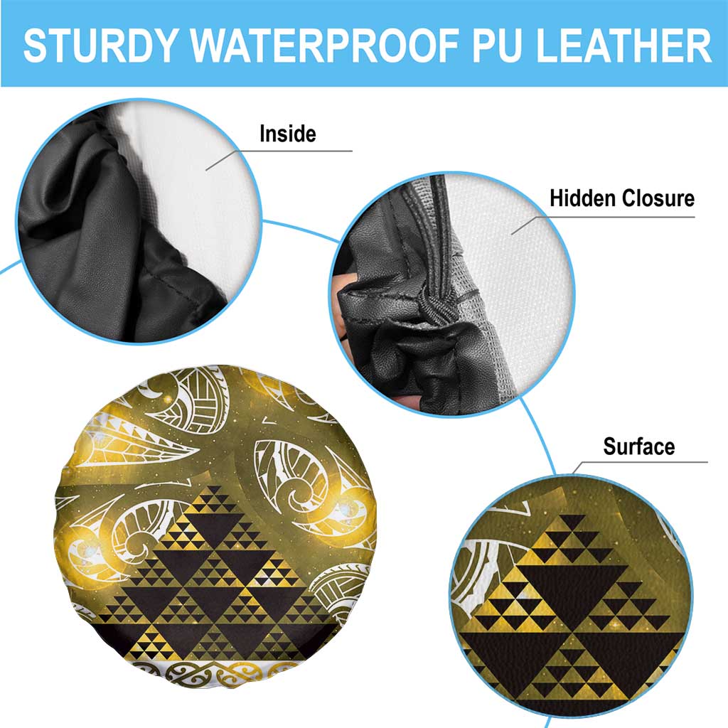 Matariki New Zealand Spare Tire Cover NZ Niho Taniwha Maori New Year Yellow Galaxy LT14 - Polynesian Pride