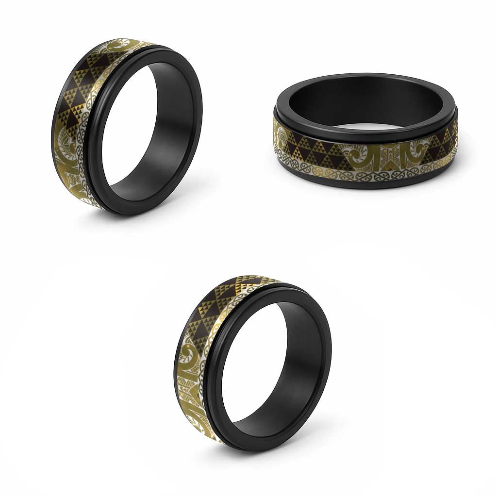 Matariki New Zealand Spinner Ring NZ Niho Taniwha Maori New Year Yellow Galaxy LT14 - Polynesian Pride