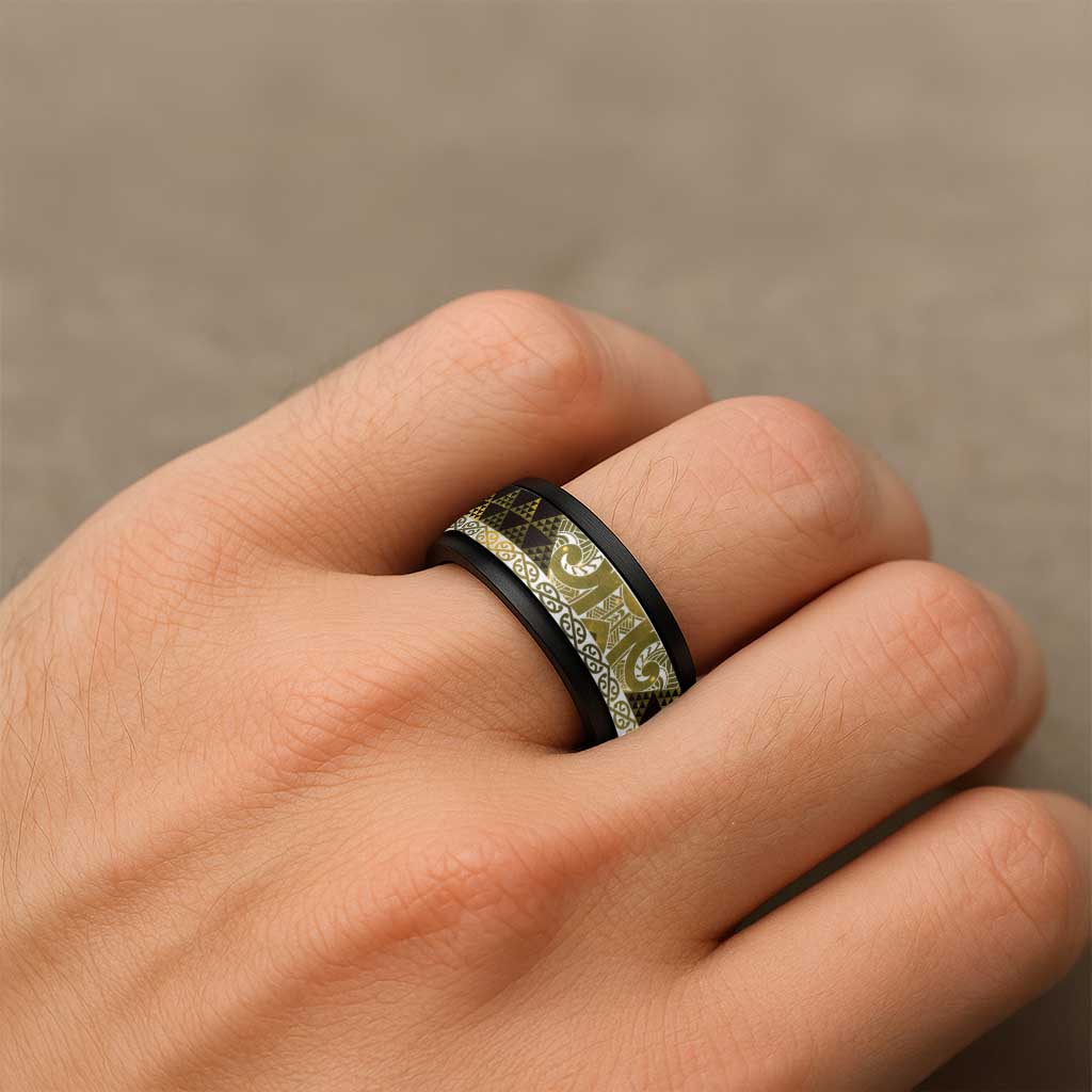 Matariki New Zealand Spinner Ring NZ Niho Taniwha Maori New Year Yellow Galaxy LT14 - Polynesian Pride