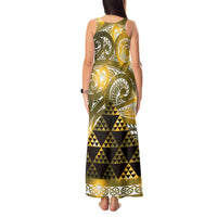 Matariki New Zealand Tank Maxi Dress NZ Niho Taniwha Maori New Year Yellow Galaxy LT14 - Polynesian Pride