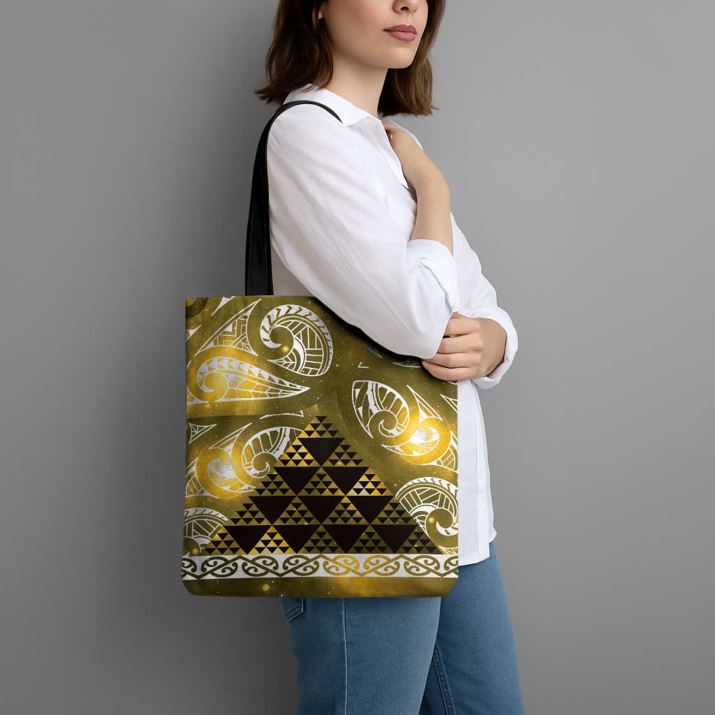 Matariki New Zealand Tote Bag NZ Niho Taniwha Maori New Year Yellow Galaxy