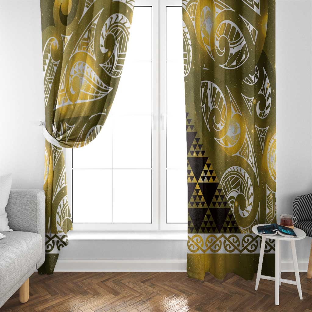 Matariki New Zealand Window Curtain NZ Niho Taniwha Maori New Year Yellow Galaxy