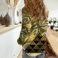 Matariki New Zealand Women Casual Shirt NZ Niho Taniwha Maori New Year Yellow Galaxy LT14 - Polynesian Pride