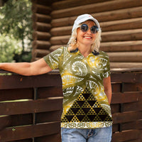 Matariki New Zealand Women Polo Shirt NZ Niho Taniwha Maori New Year Yellow Galaxy LT14 - Polynesian Pride